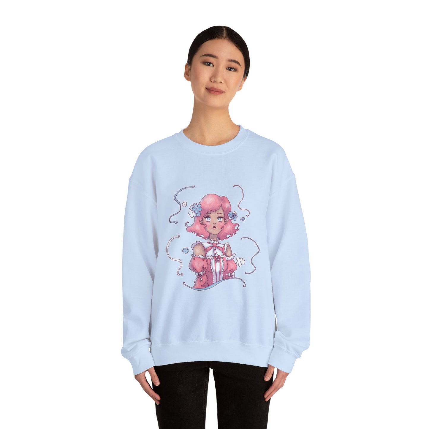 Dreamy Rebellion Sweatshirt | Pink-Haired Ethereal Girl | Pastel Kawaii Crewneck | Alternative Fashion Comfort Wear S-5XL