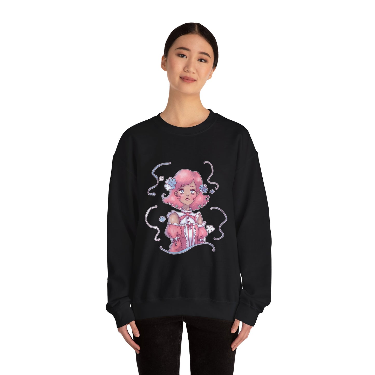 Dreamy Rebellion Sweatshirt | Pink-Haired Ethereal Girl | Pastel Kawaii Crewneck | Alternative Fashion Comfort Wear S-5XL