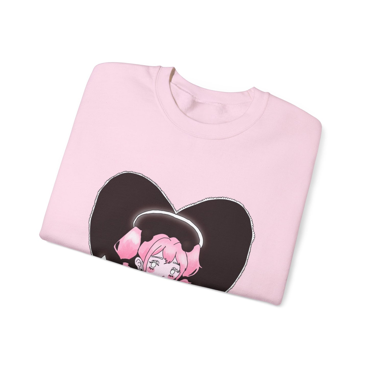 Heart Angel Sweatshirt | Celestial Pink-Haired Angel | Pastel Goth Crewneck | Y2K Shoujo Aesthetic Comfort Wear S-5XL