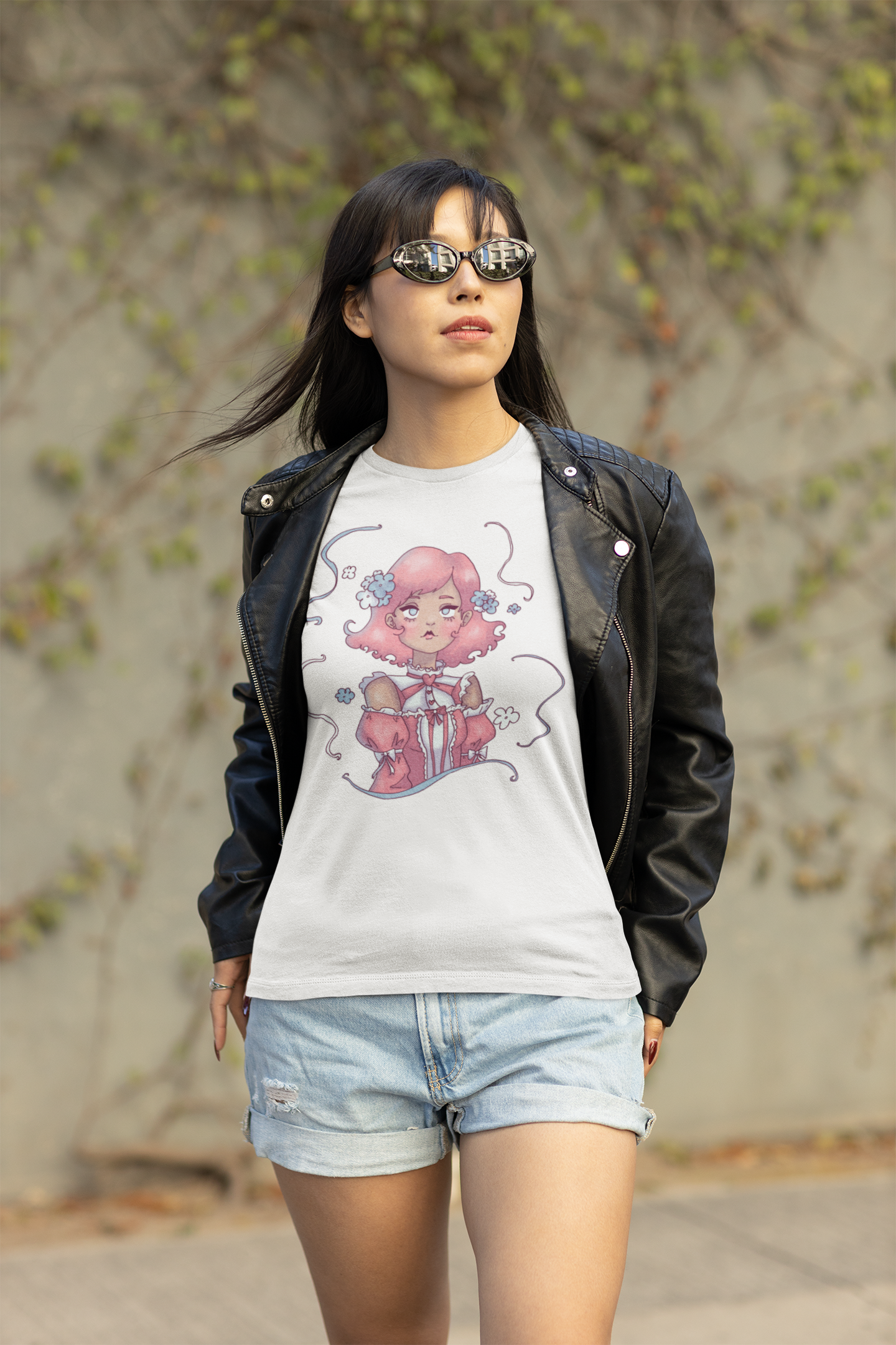 Dreamy Rebellion Pink Hair Girl Aesthetic T-Shirt - Kawaii Fashion Pastel Graphic Tee | Soft Grunge Alternative Clothing XS-5XL