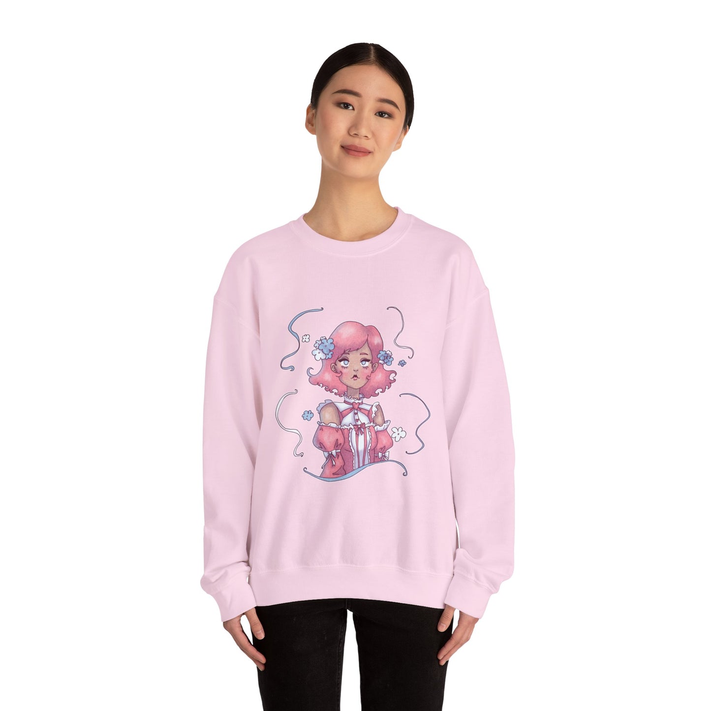 Dreamy Rebellion Sweatshirt | Pink-Haired Ethereal Girl | Pastel Kawaii Crewneck | Alternative Fashion Comfort Wear S-5XL