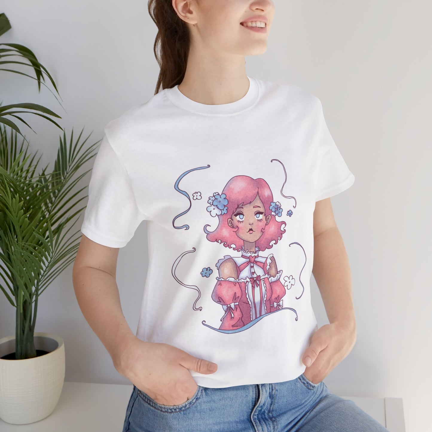 Dreamy Rebellion Pink Hair Girl Aesthetic T-Shirt - Kawaii Fashion Pastel Graphic Tee | Soft Grunge Alternative Clothing XS-5XL