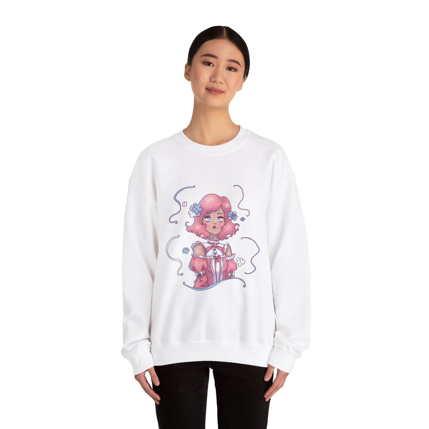 Dreamy Rebellion Sweatshirt | Pink-Haired Ethereal Girl | Pastel Kawaii Crewneck | Alternative Fashion Comfort Wear S-5XL