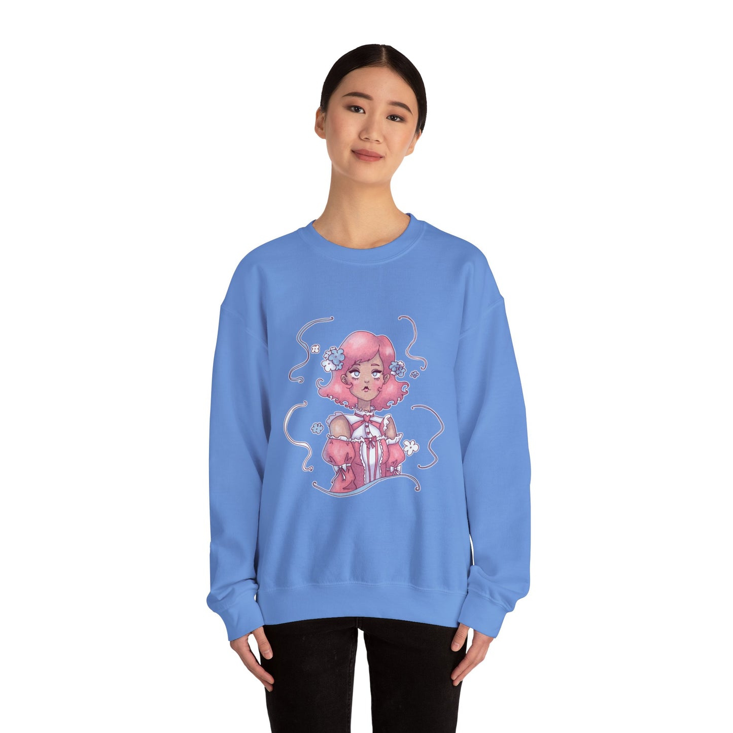 Dreamy Rebellion Sweatshirt | Pink-Haired Ethereal Girl | Pastel Kawaii Crewneck | Alternative Fashion Comfort Wear S-5XL